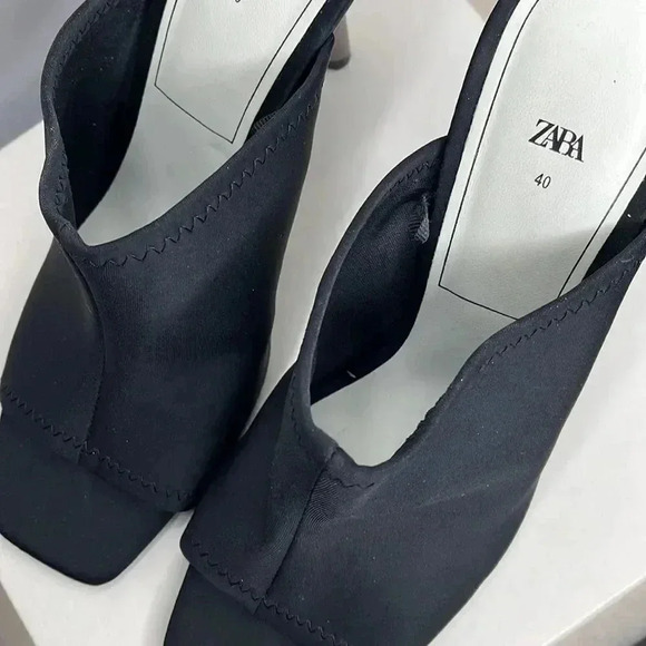 Zara Black Open Toe Heeled Mules - Picture 6 of 8